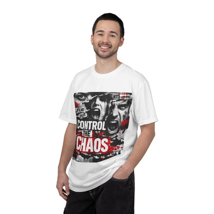 Control the Chaos T‑Shirt — Graphic Urban Streetwear Tee with Distressed Faces & Bold Red Accent Printify