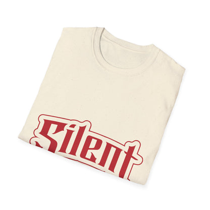 Silent Graphic T-Shirt — Retro Gothic Red Logo Tee