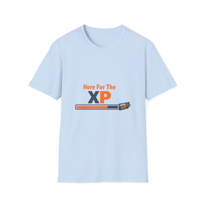 Gaming T-Shirt — "Here For The XP" Progress Bar Tee Printify