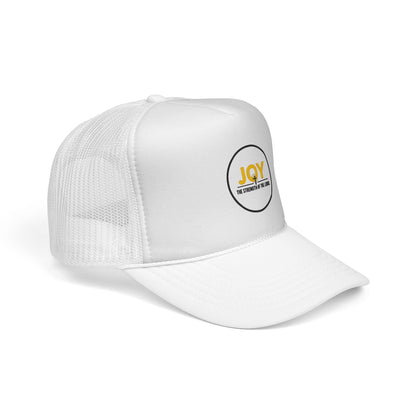 Joy Circle Trucker Cap — 'Joy, One Strength of the Soul' Retro Mesh Hat Printify