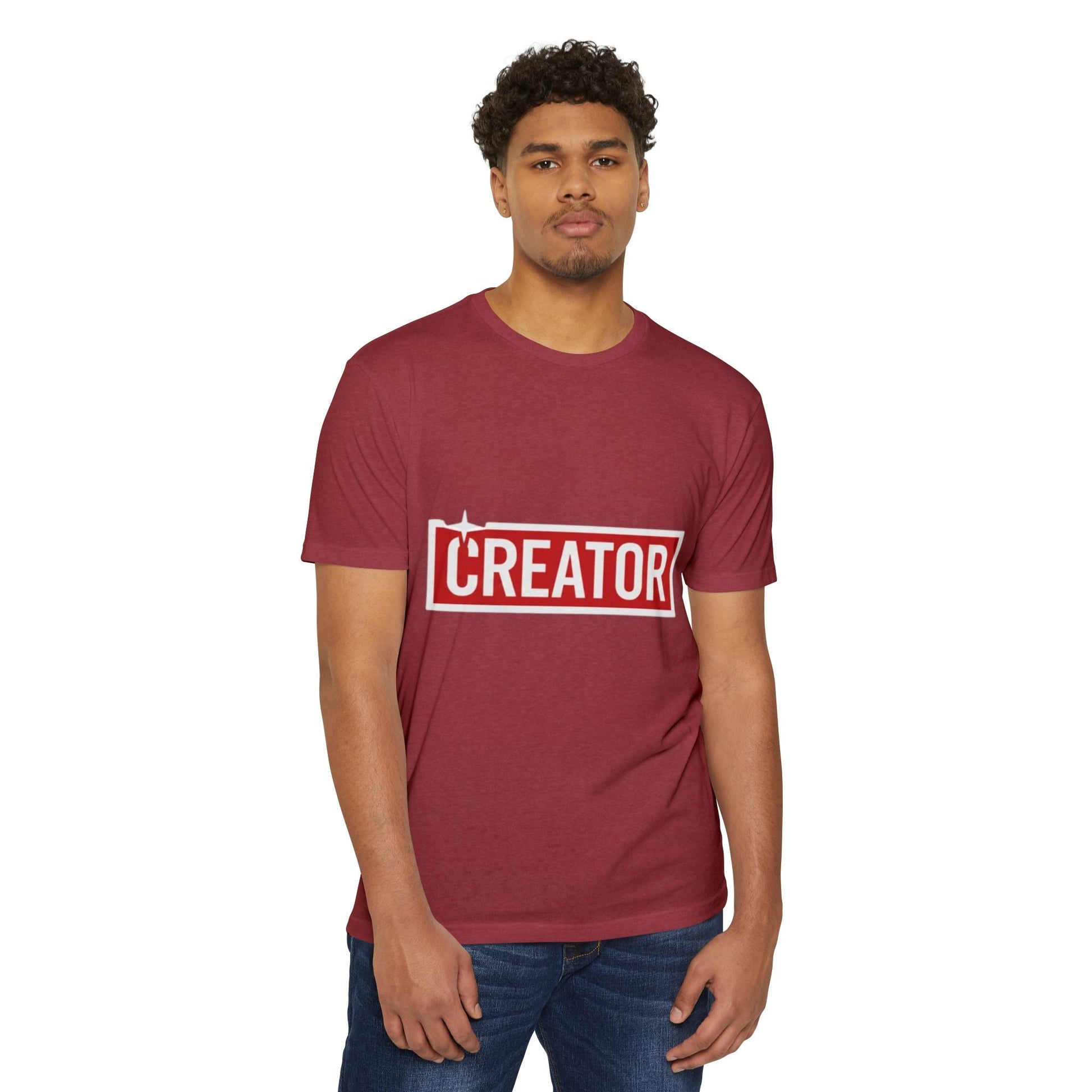 Creator Graphic T-Shirt for Men – Bold Red Box Logo Tee for Content Creators Printify