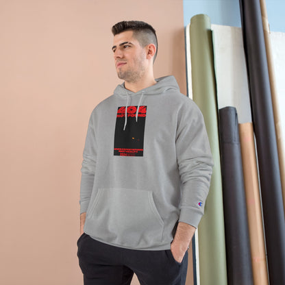 Champion Hoodie - Minimal Red Black Graphic Streetwear Hoodie Printify