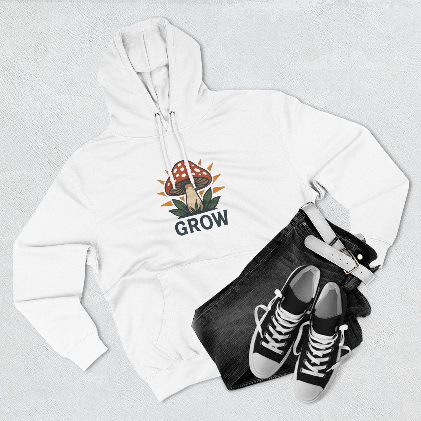 Grow Mushroom Hoodie – Unisex Botanical Graphic Fleece Pullover Printify