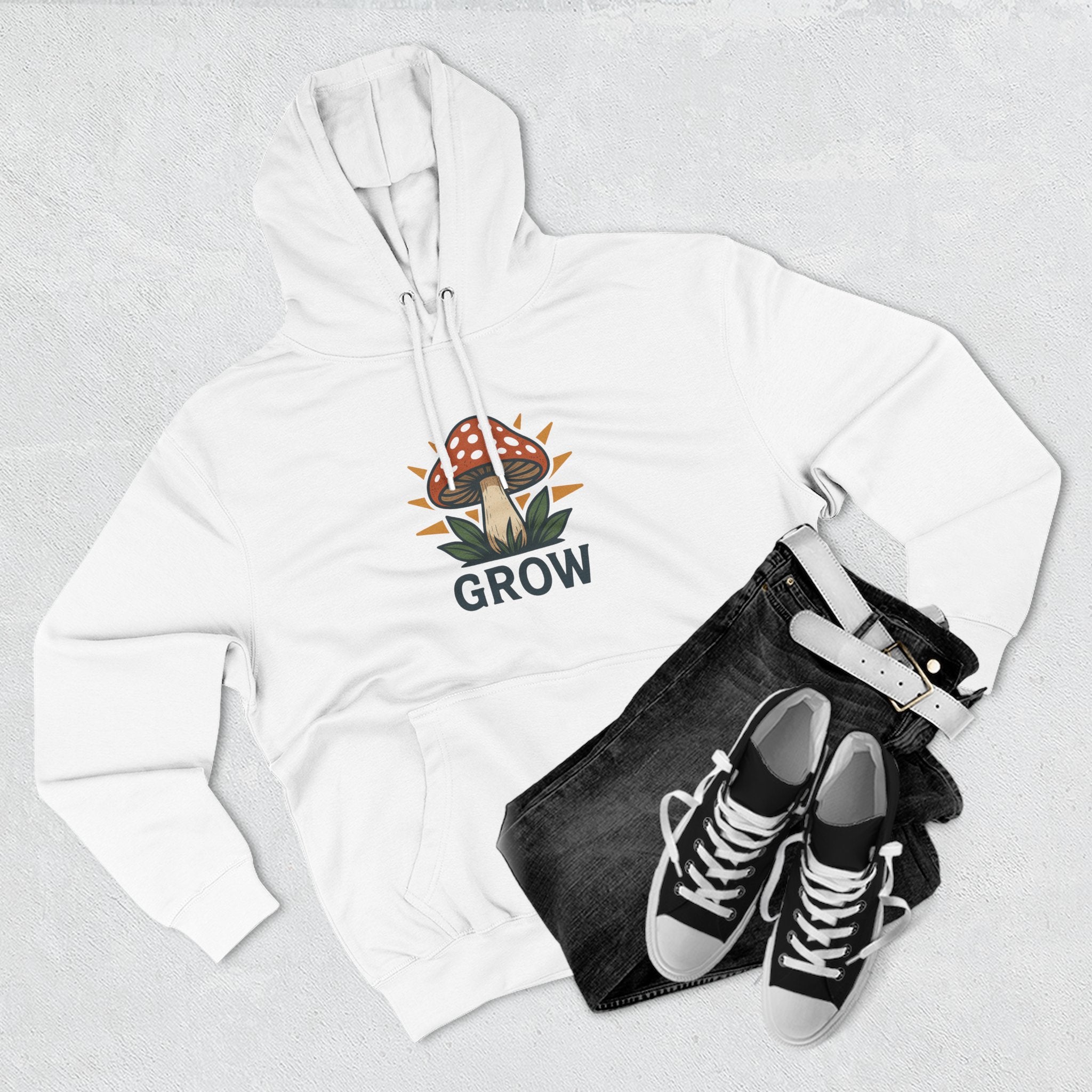 Grow Mushroom Hoodie — Botanical Graphic Fleece Pullover