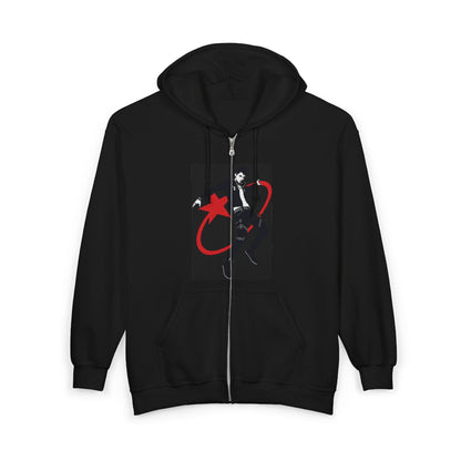 Star Skater Zip Hoodie — Retro Skateboarder Graphic Full-Zip Sweatshirt Printify