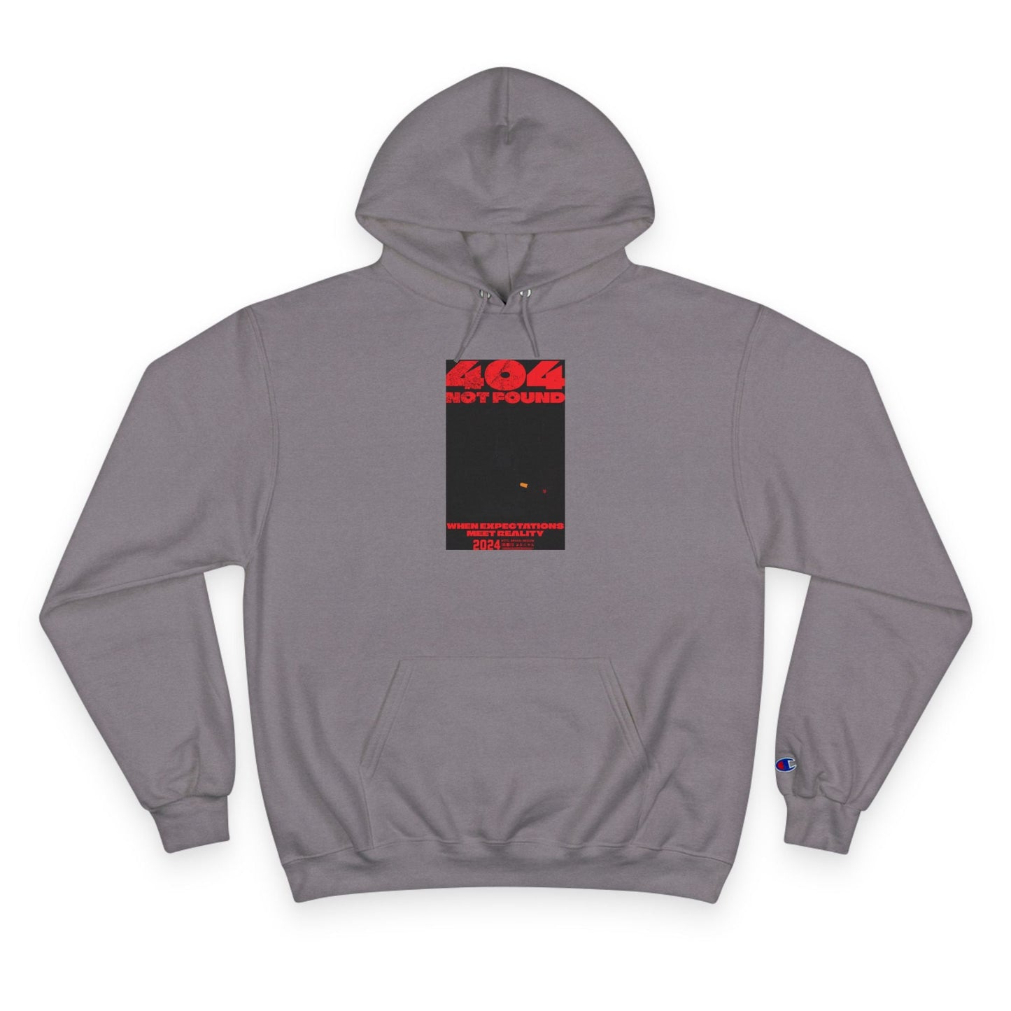 Champion Hoodie - Minimal Red Black Graphic Streetwear Hoodie Printify