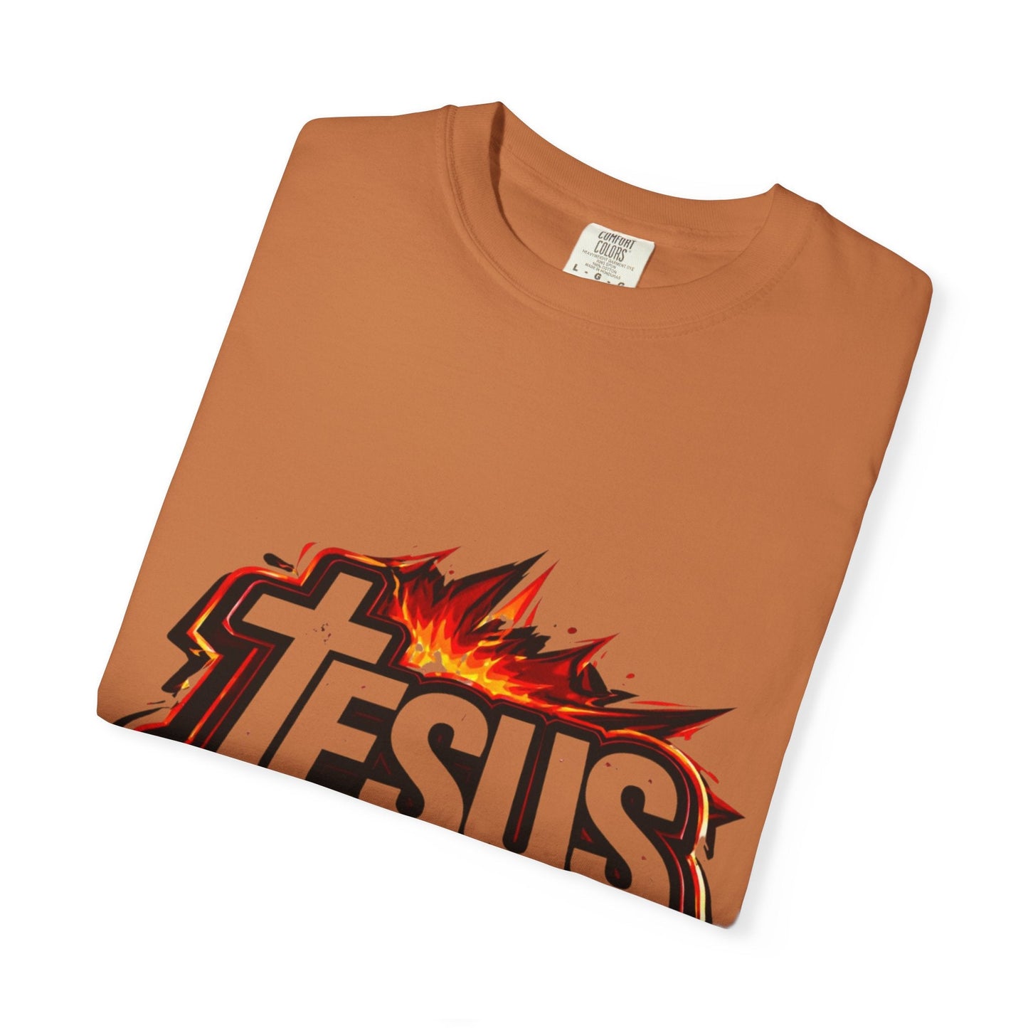 Jesus Graphic T-Shirt for Men – Bold Flame Logo Christian Faith Tee Printify