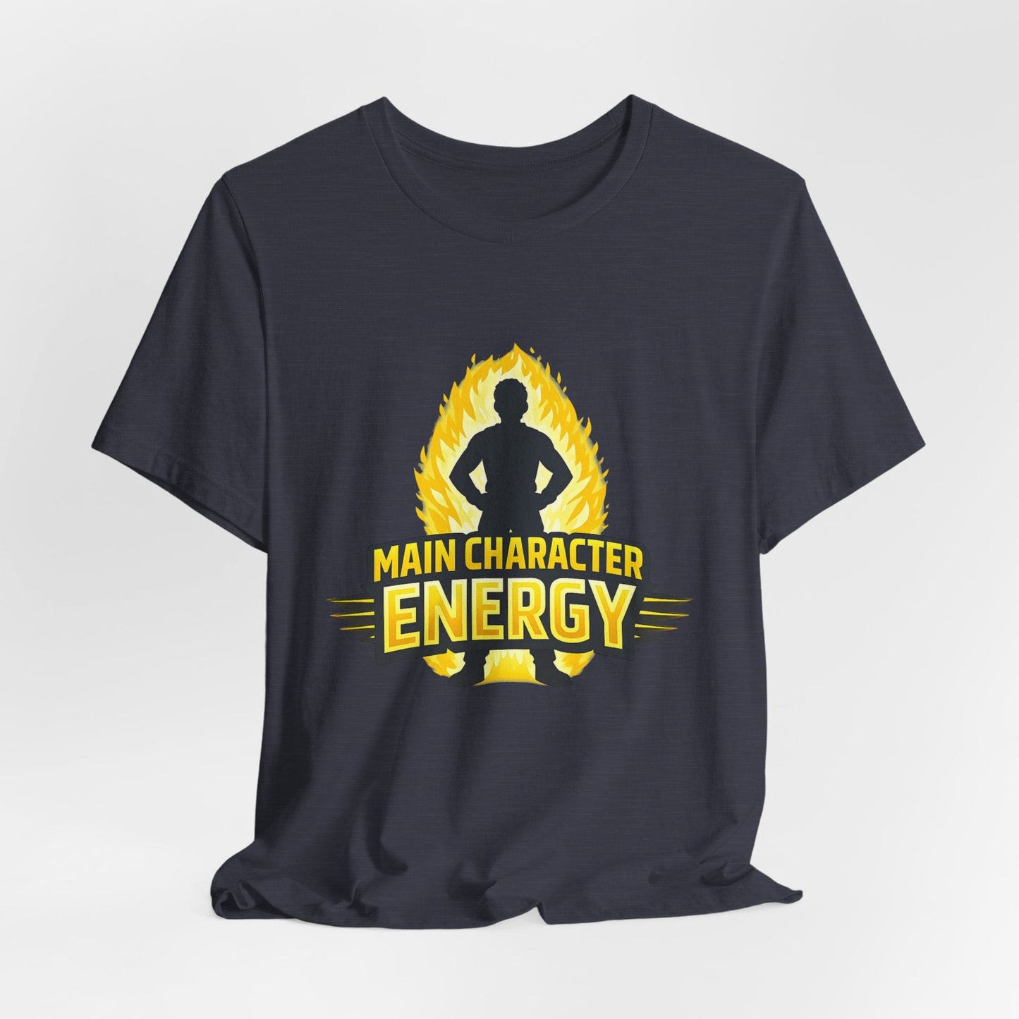 Main Character Energy T-Shirt - Graphic Tee with Bold Silhouette & Flame Design Printify