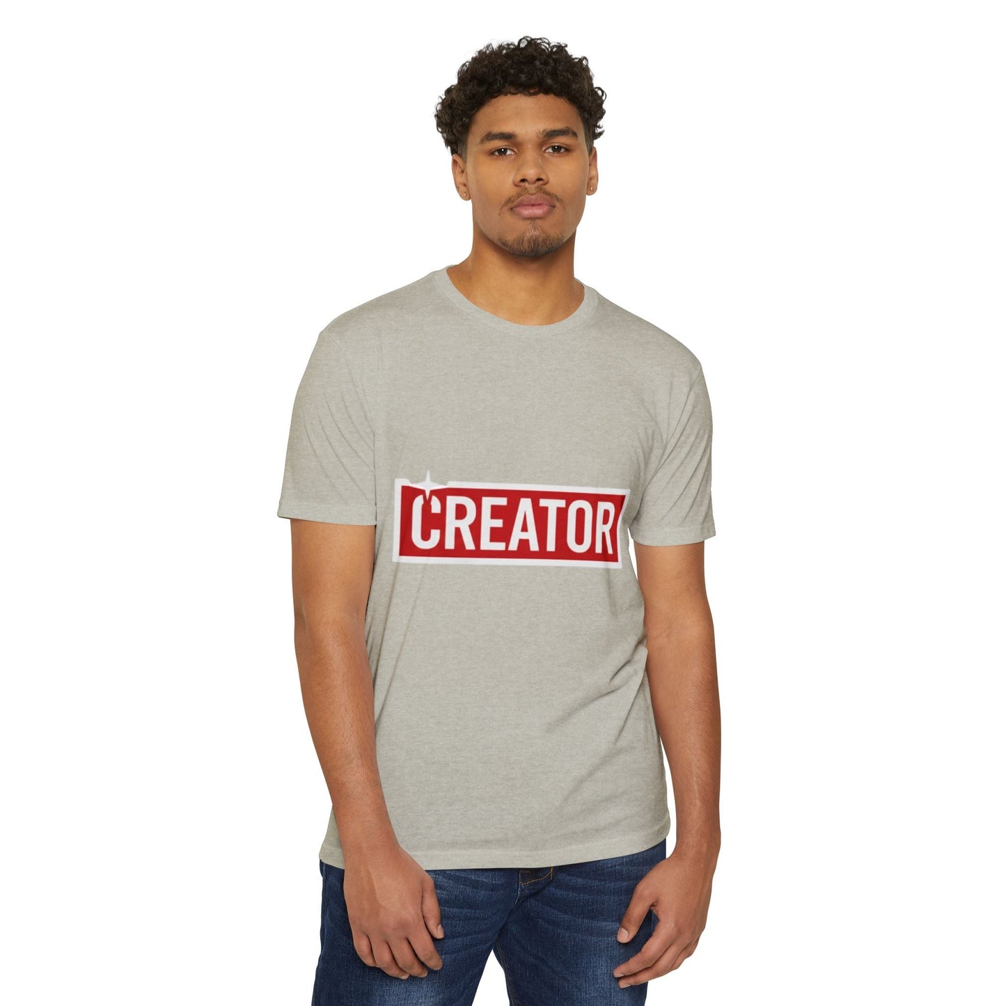 Creator Graphic T-Shirt for Men – Bold Red Box Logo Tee for Content Creators Printify
