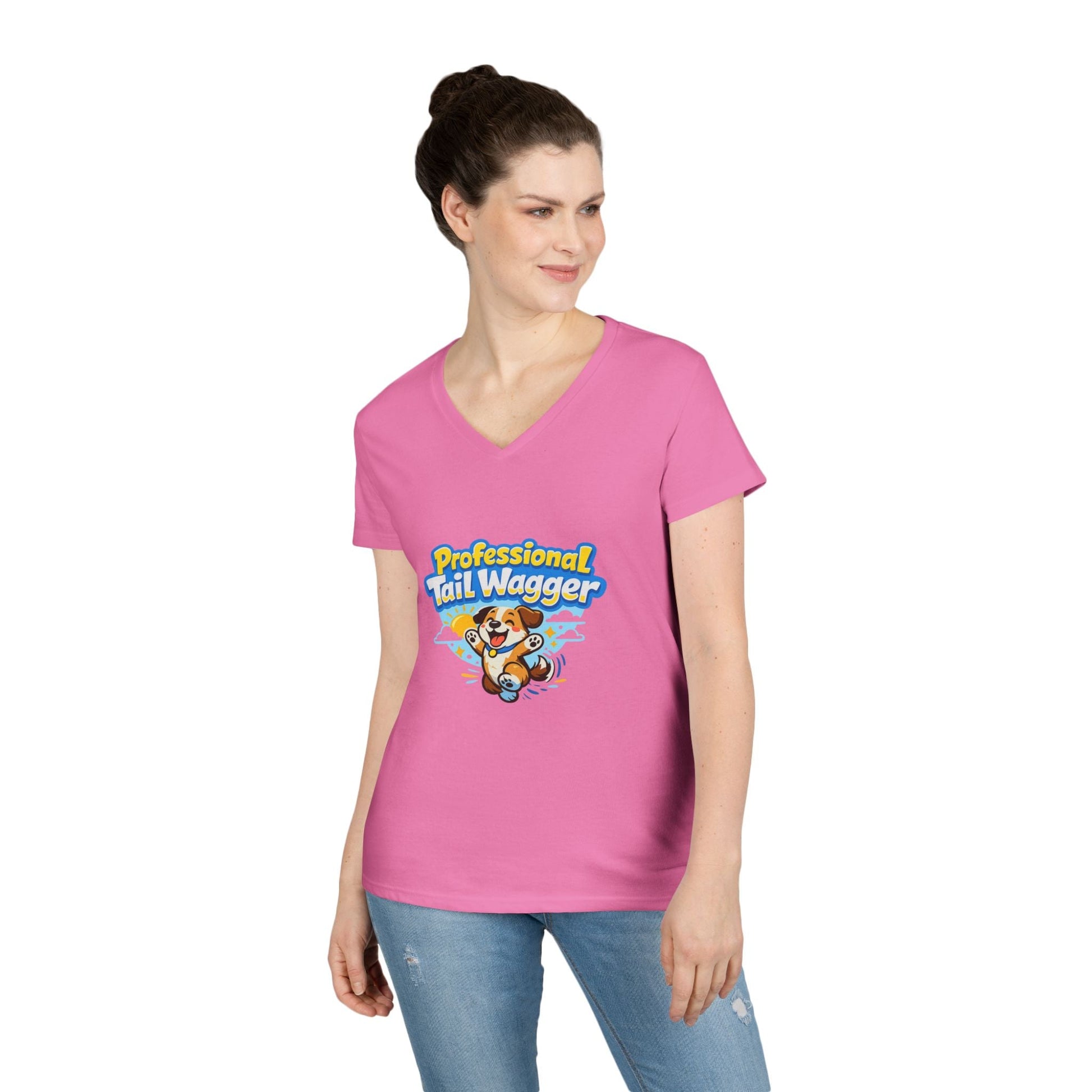Professional Tail Wagger T-Shirt — Cute Dog Lover V‑Neck Tee Printify