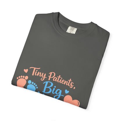 T-Shirt — "Tiny Patients, Big Heart" Baby Footprint Awareness Tee Printify
