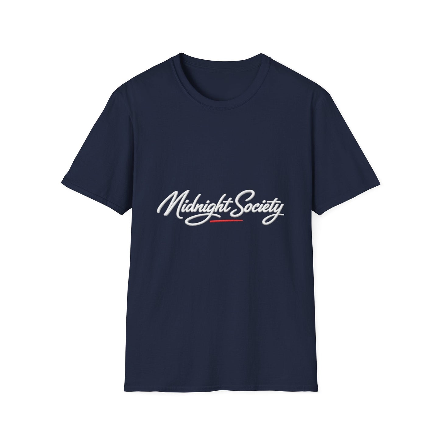 Midnight Society T-Shirt — Script Logo Tee for Nightlife & Streetwear Printify
