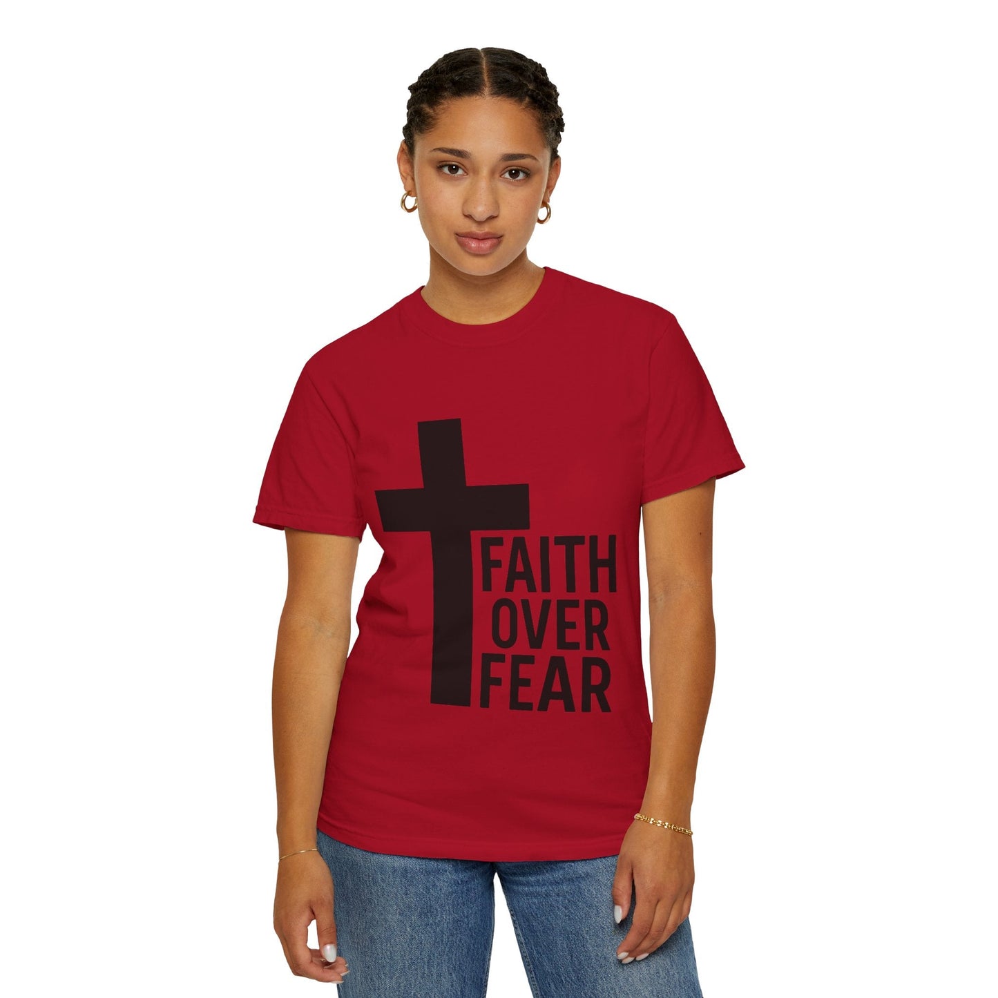 Faith Over Fear T-Shirt — Christian Cross Inspirational Tee Printify