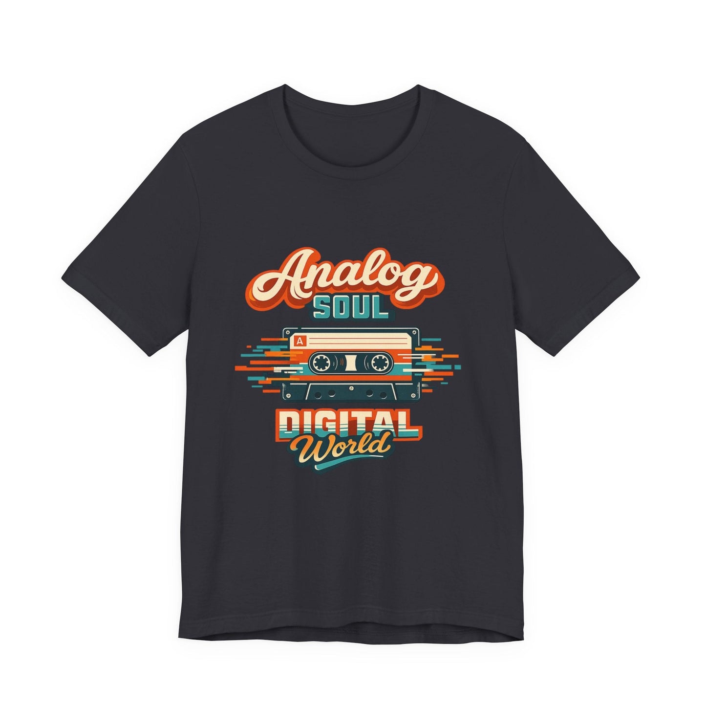 Analog Soul Digital World T-Shirt – Retro Cassette Tee for Music Lovers Printify