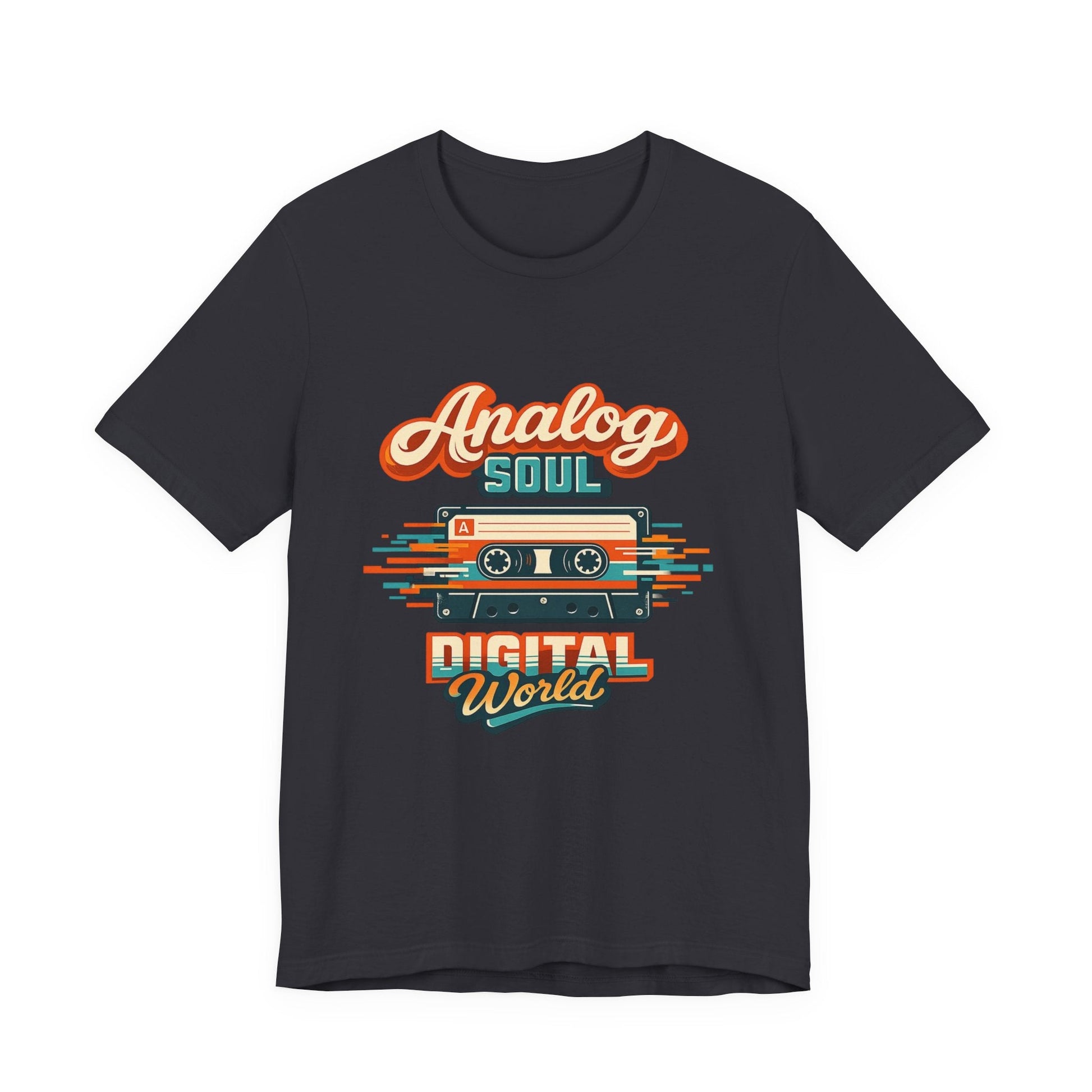 Analog Soul Digital World T-Shirt – Retro Cassette Tee for Music Lovers Printify