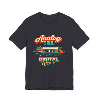 Analog Soul Digital World T-Shirt – Retro Cassette Tee for Music Lovers Printify