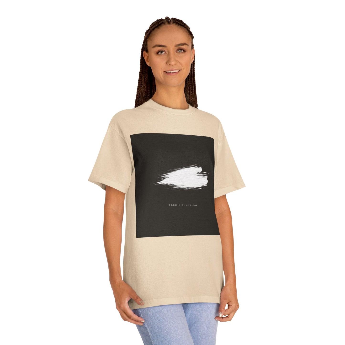 Abstract Brushstroke Tee — Minimal Black Square Design Printify