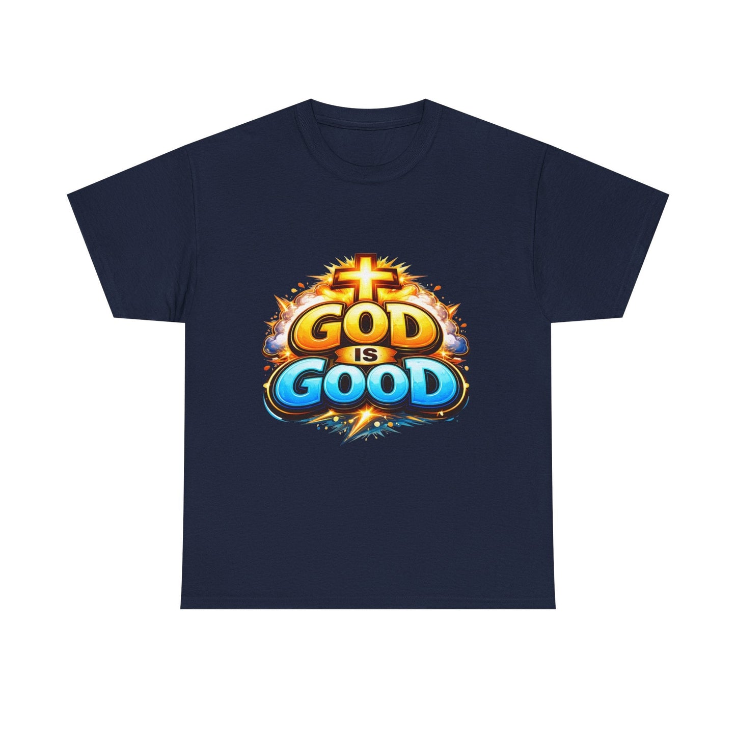 God Is Good T-Shirt for Men – Christian Faith Tee with Cross Graphic Printify