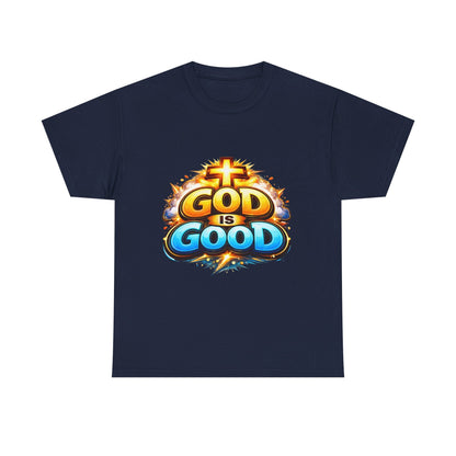 God Is Good T-Shirt for Men – Christian Faith Tee with Cross Graphic Printify