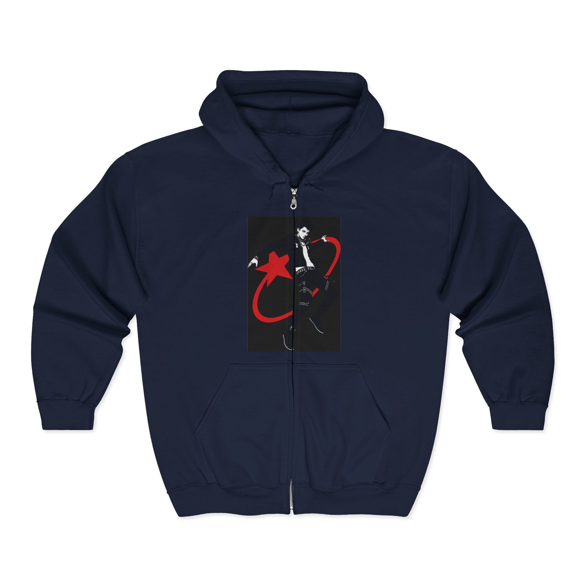 Star Skater Zip Hoodie — Retro Skateboarder Graphic Full-Zip Sweatshirt Printify