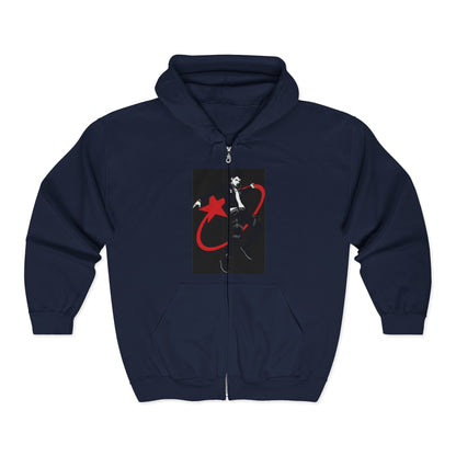 Star Skater Zip Hoodie — Retro Skateboarder Graphic Full-Zip Sweatshirt Printify