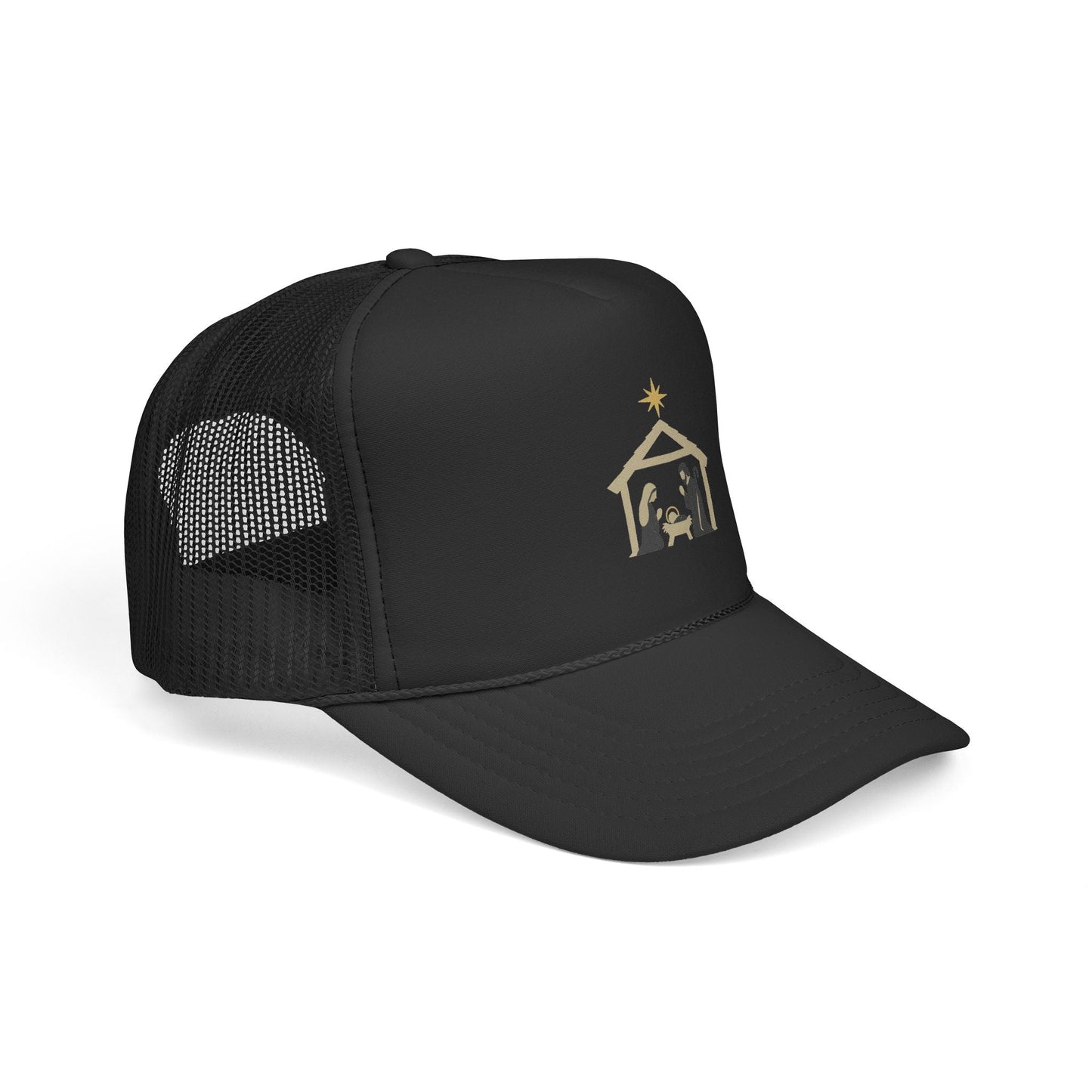Nativity Trucker Cap — Christmas Manger Hat with Holy Family Design Printify