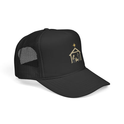 Nativity Trucker Cap — Christmas Manger Hat with Holy Family Design Printify