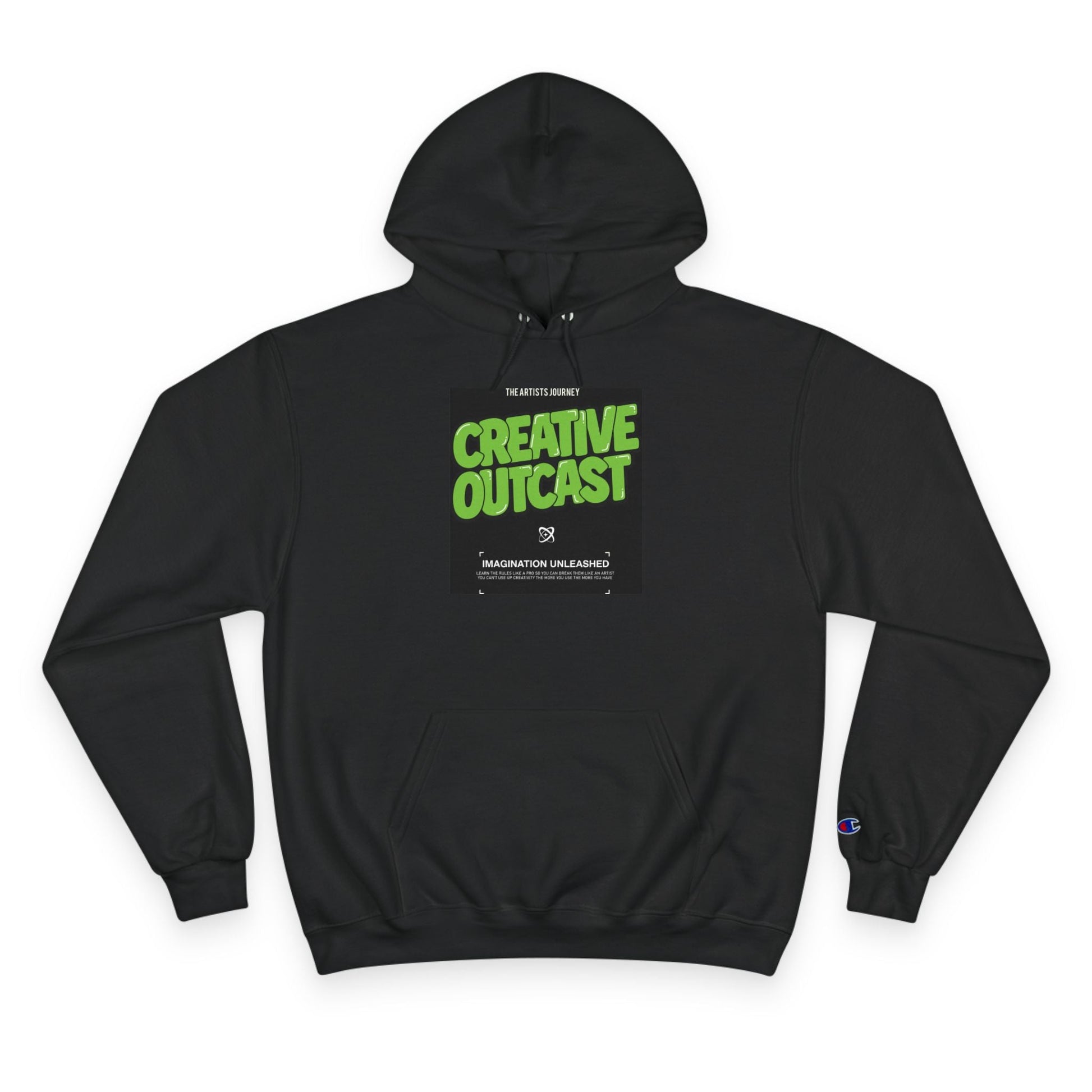 Creative Outcast Hoodie — Bold Green Graphic Champion Hooded Sweatshirt Printify