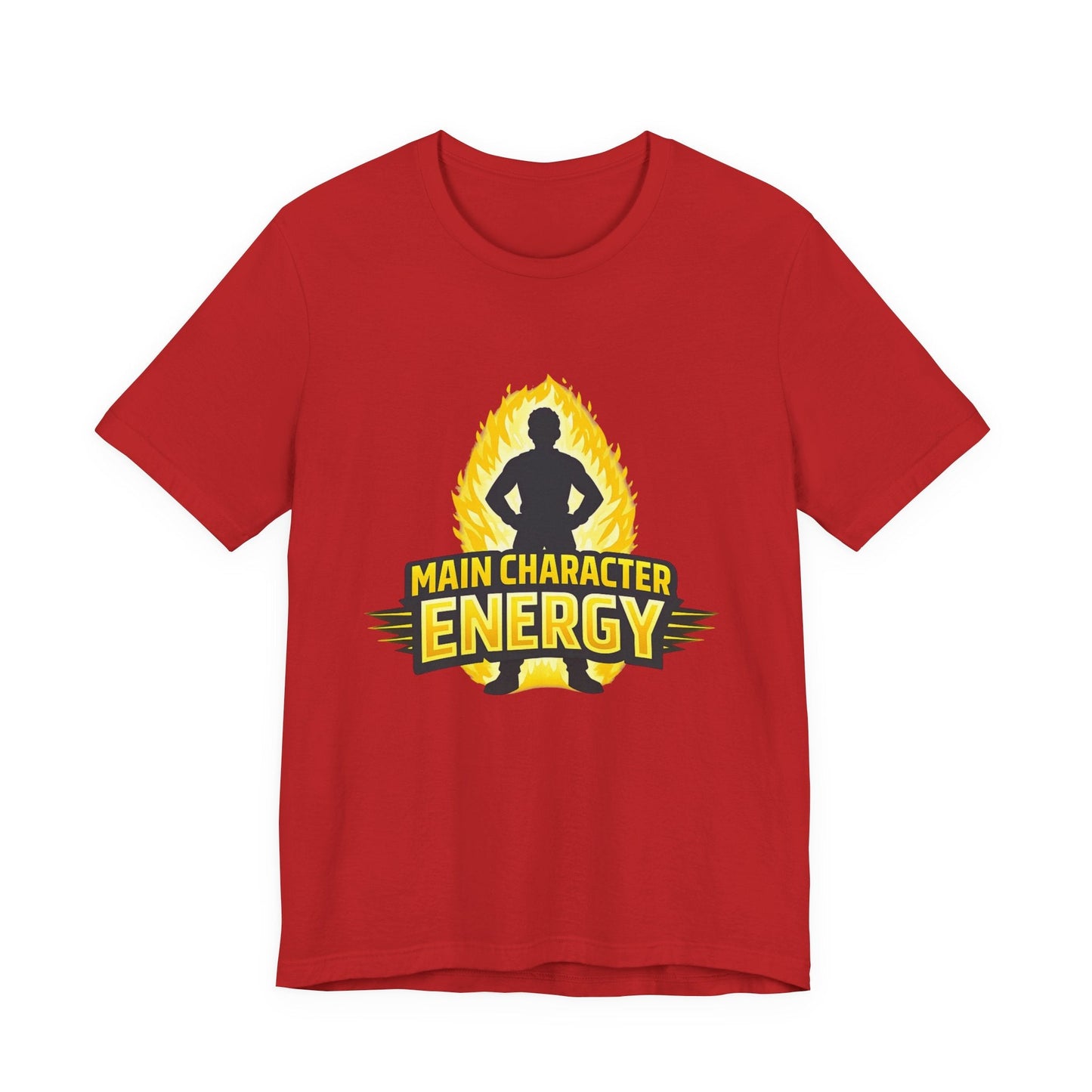 Main Character Energy T-Shirt - Graphic Tee with Bold Silhouette & Flame Design Printify