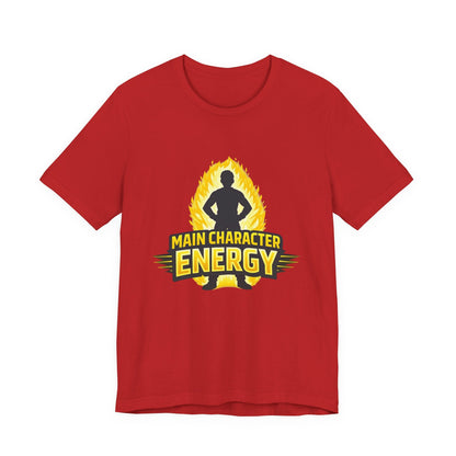 Main Character Energy T-Shirt - Graphic Tee with Bold Silhouette & Flame Design Printify