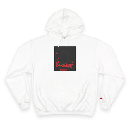 Champion Hoodie — "Raw Energy" Minimal Graphic Pullover Printify