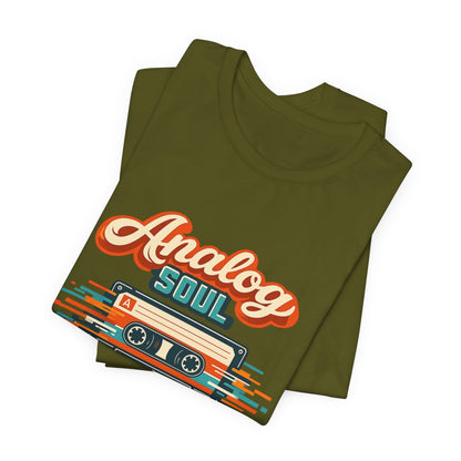 Analog Soul Digital World T-Shirt – Retro Cassette Tee for Music Lovers Printify