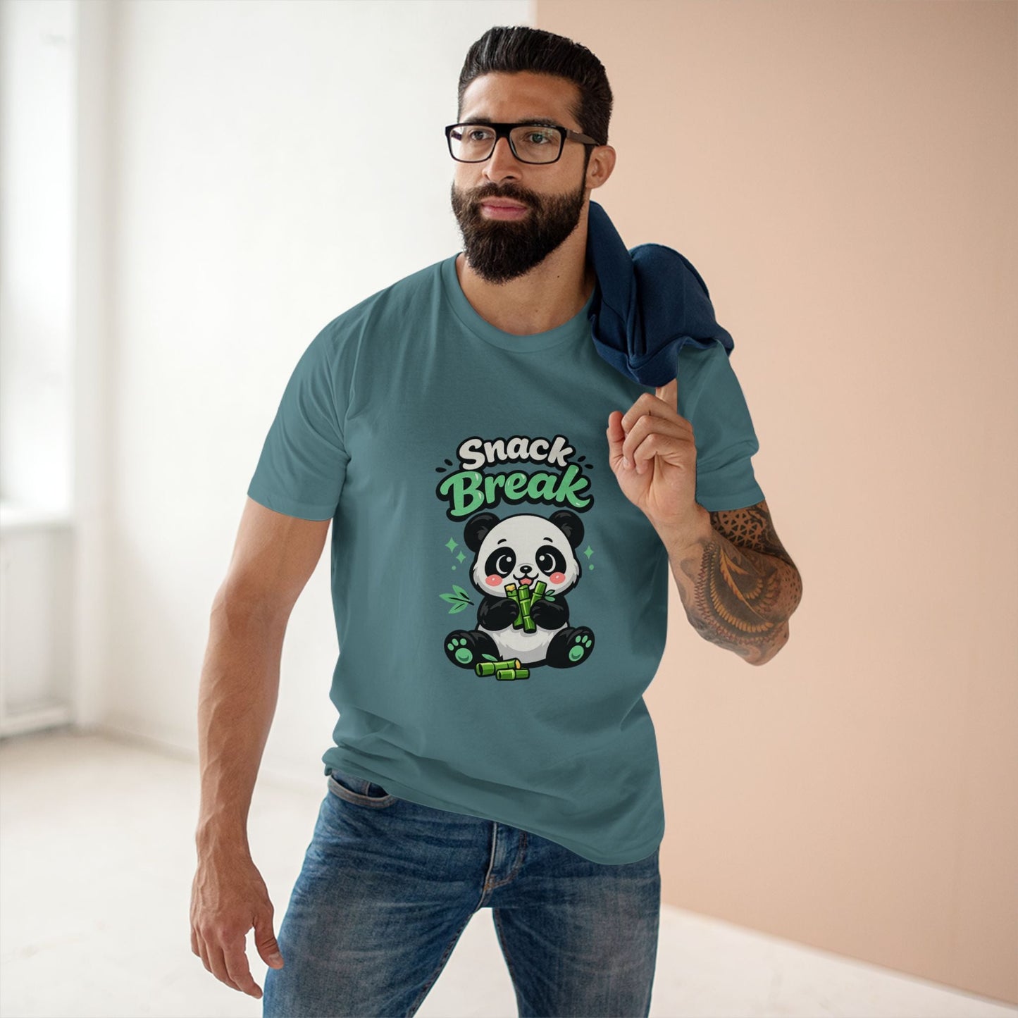 Snack Break Panda T-Shirt — Cute Panda Eating Bamboo Graphic Tee Printify