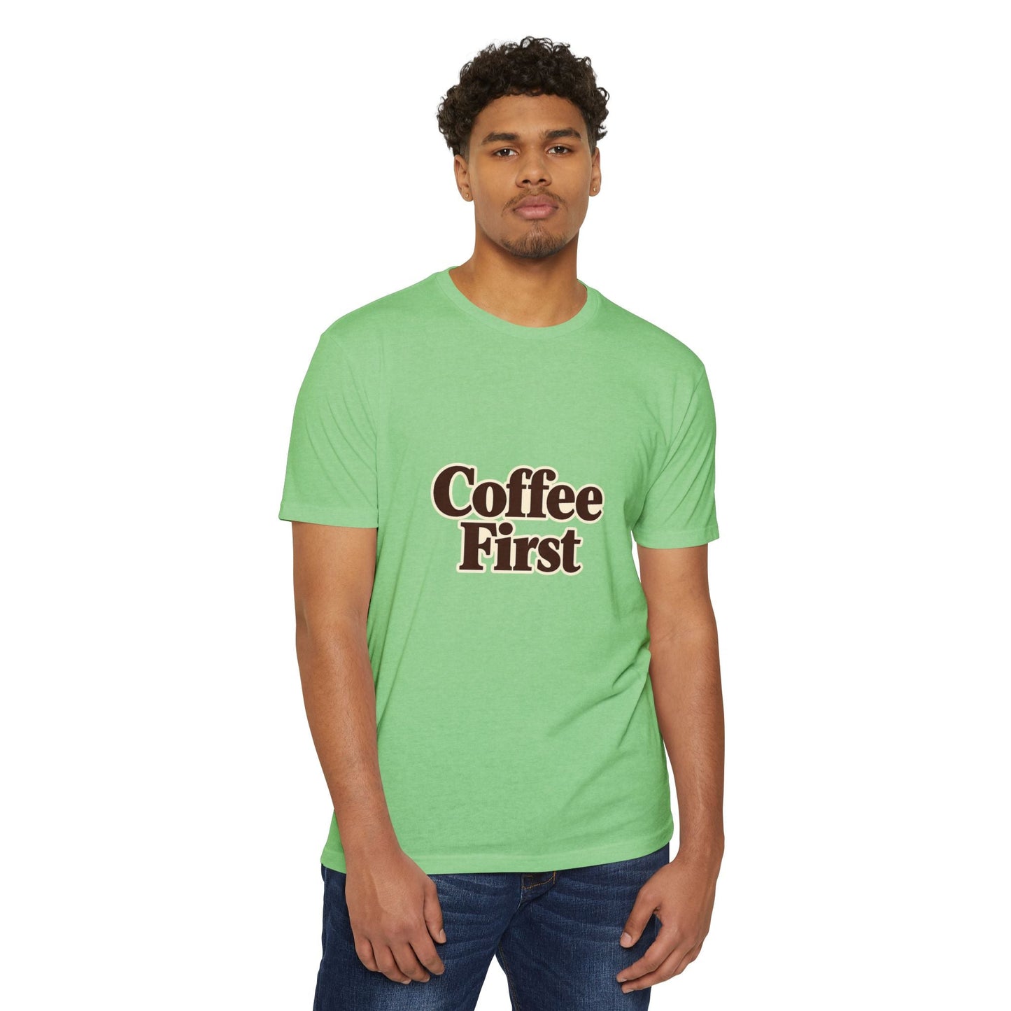 Coffee First T-Shirt — Retro Script Coffee Lover Tee Printify