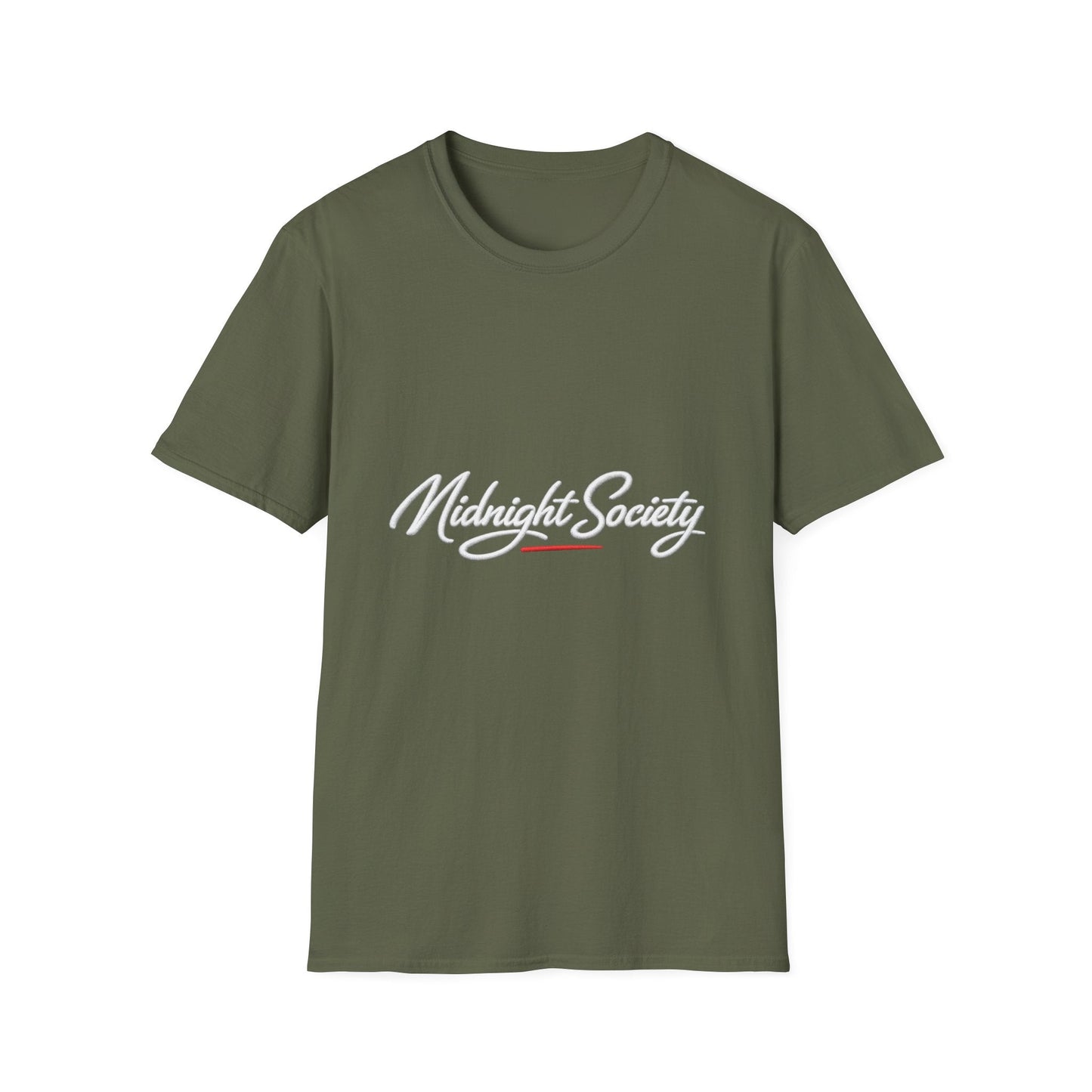 Midnight Society T-Shirt — Script Logo Tee for Nightlife & Streetwear Printify