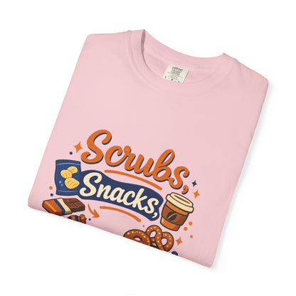 Scrubs Snacks Repeat T-Shirt – Cute Nurse Medical Humor Tee