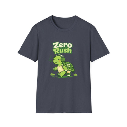 T-Shirt — 'Zero Rush' Cute Turtle Graphic Unisex Tee for Relaxed, Slow-Living Fans Printify