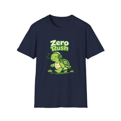 T-Shirt — 'Zero Rush' Cute Turtle Graphic Unisex Tee for Relaxed, Slow-Living Fans Printify