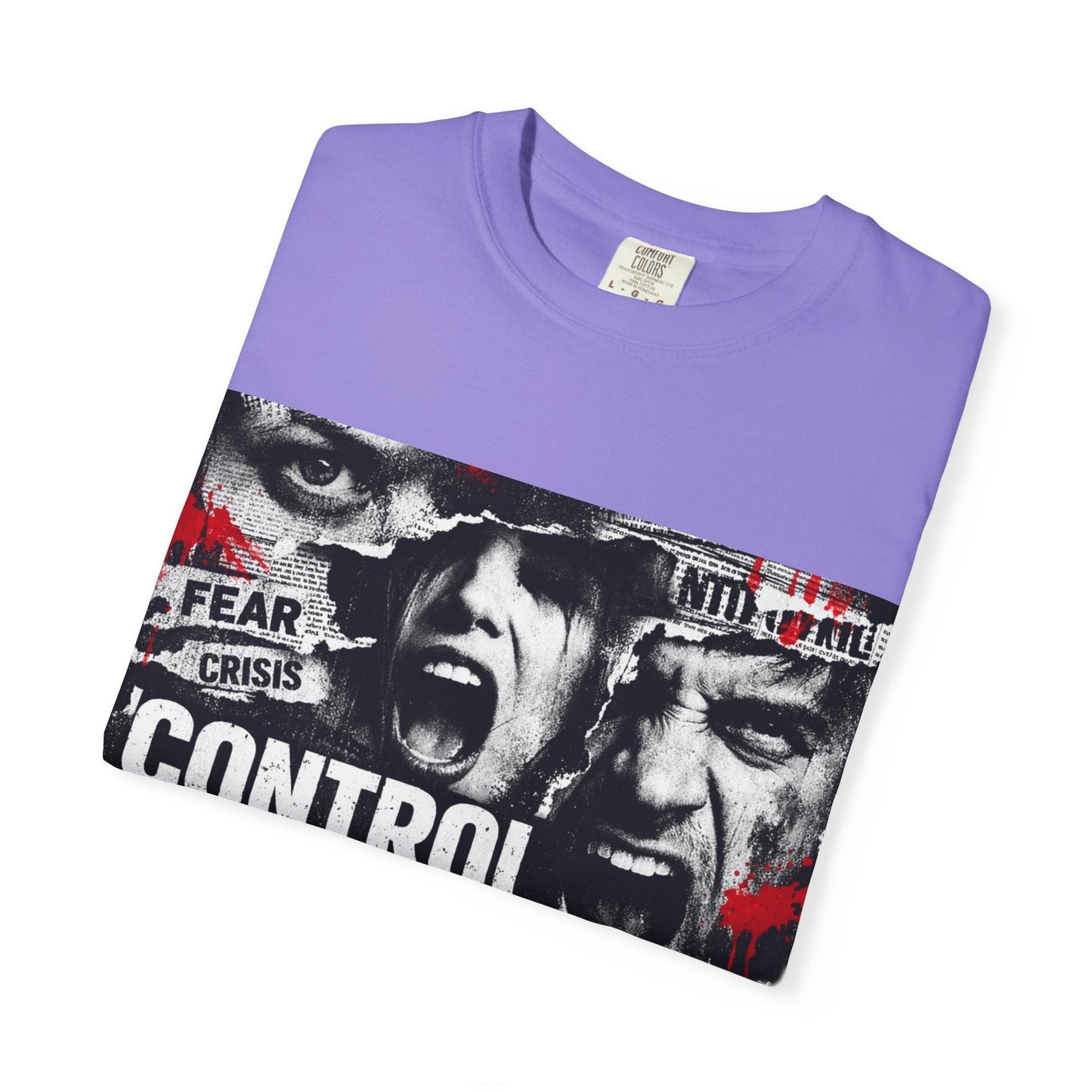 Control the Chaos T‑Shirt — Graphic Urban Streetwear Tee with Distressed Faces & Bold Red Accent Printify