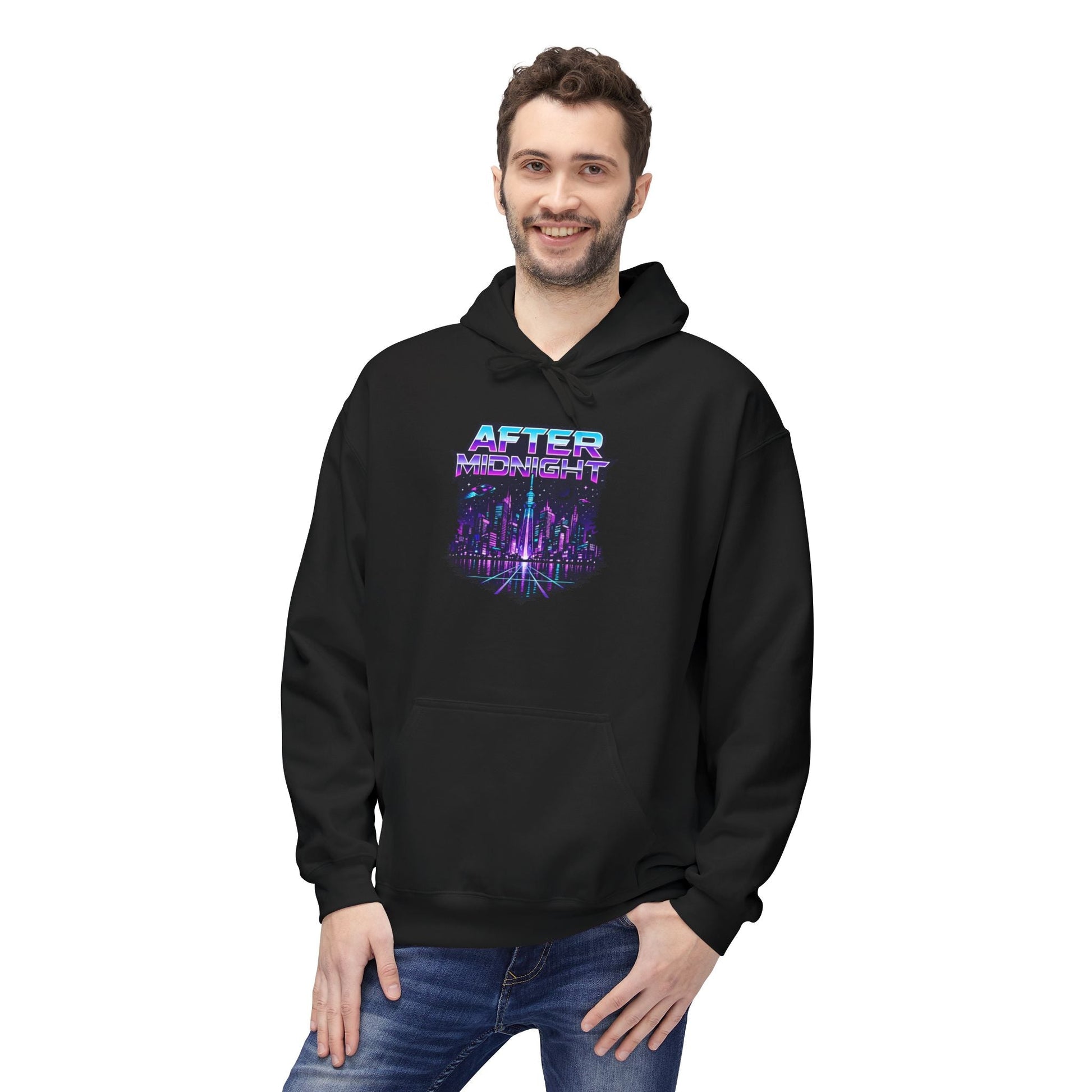 Cyberpunk City 'AFTER' Graphic Hoodie — Retro Futuristic Streetwear Printify