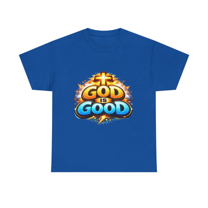God Is Good T-Shirt for Men – Christian Faith Tee with Cross Graphic Printify