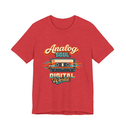 Analog Soul Digital World T-Shirt – Retro Cassette Tee for Music Lovers Printify