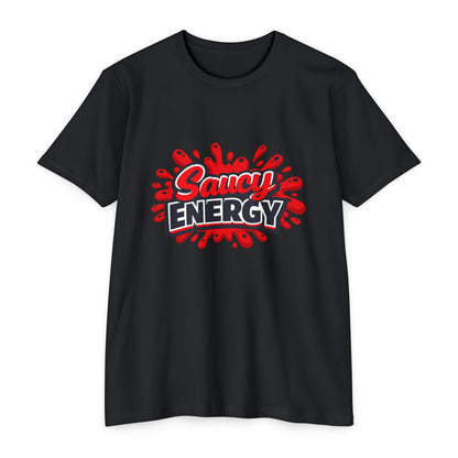 Saucy Energy T-Shirt — Bold Red Splash Graphic Tee Printify