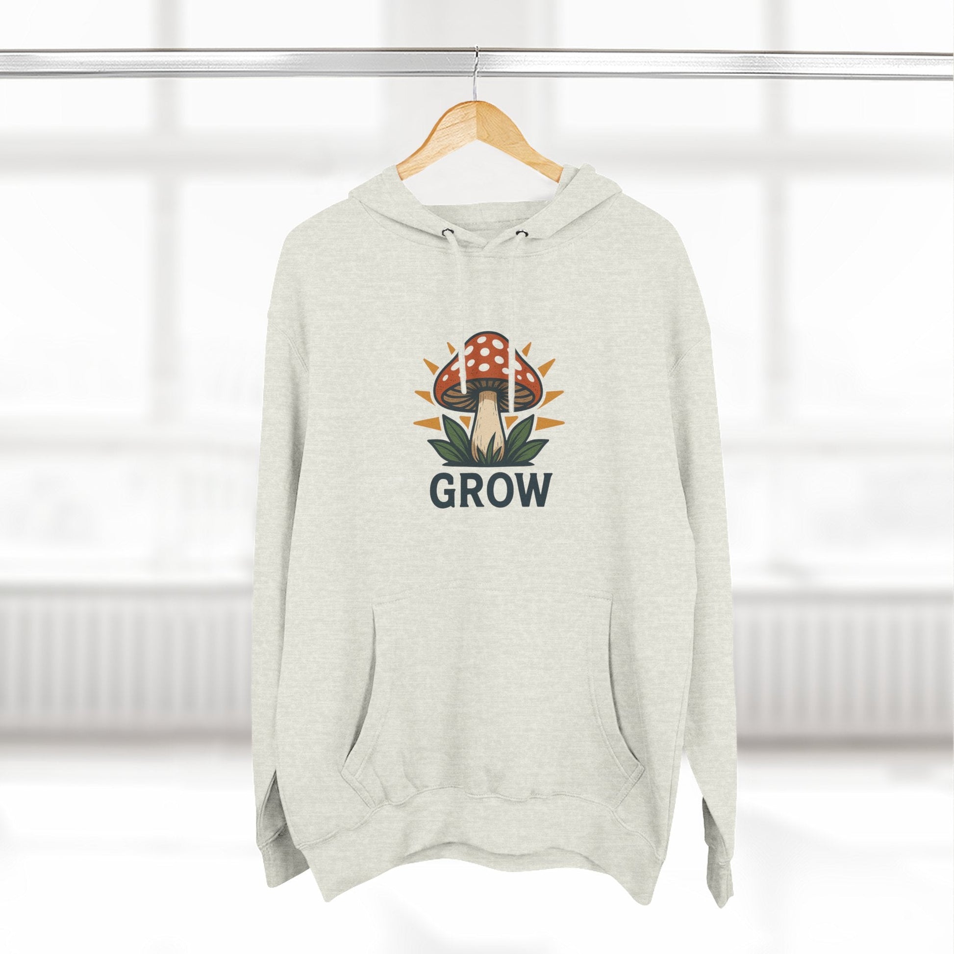 Grow Mushroom Hoodie – Unisex Botanical Graphic Fleece Pullover Printify