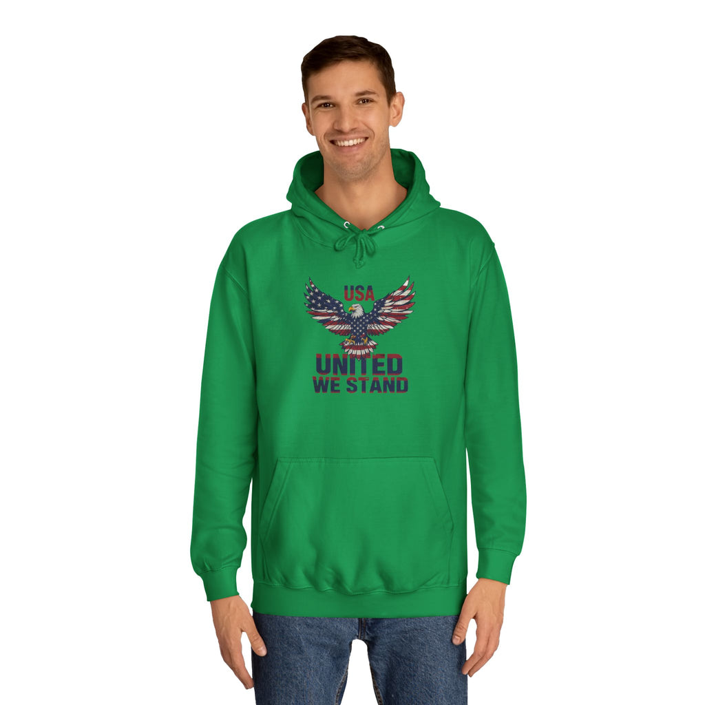Patriotic Eagle Hoodie - USA "United We Stand" American Flag Graphic