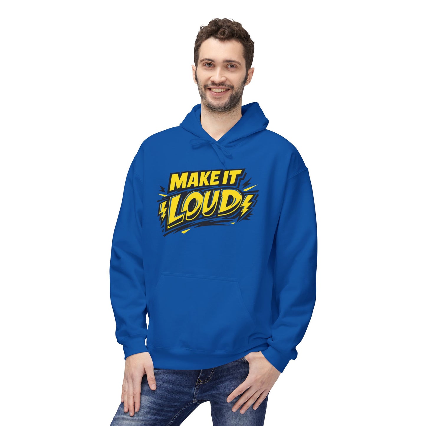 Make It Loud Hoodie — Bold Yellow Graphic Pullover