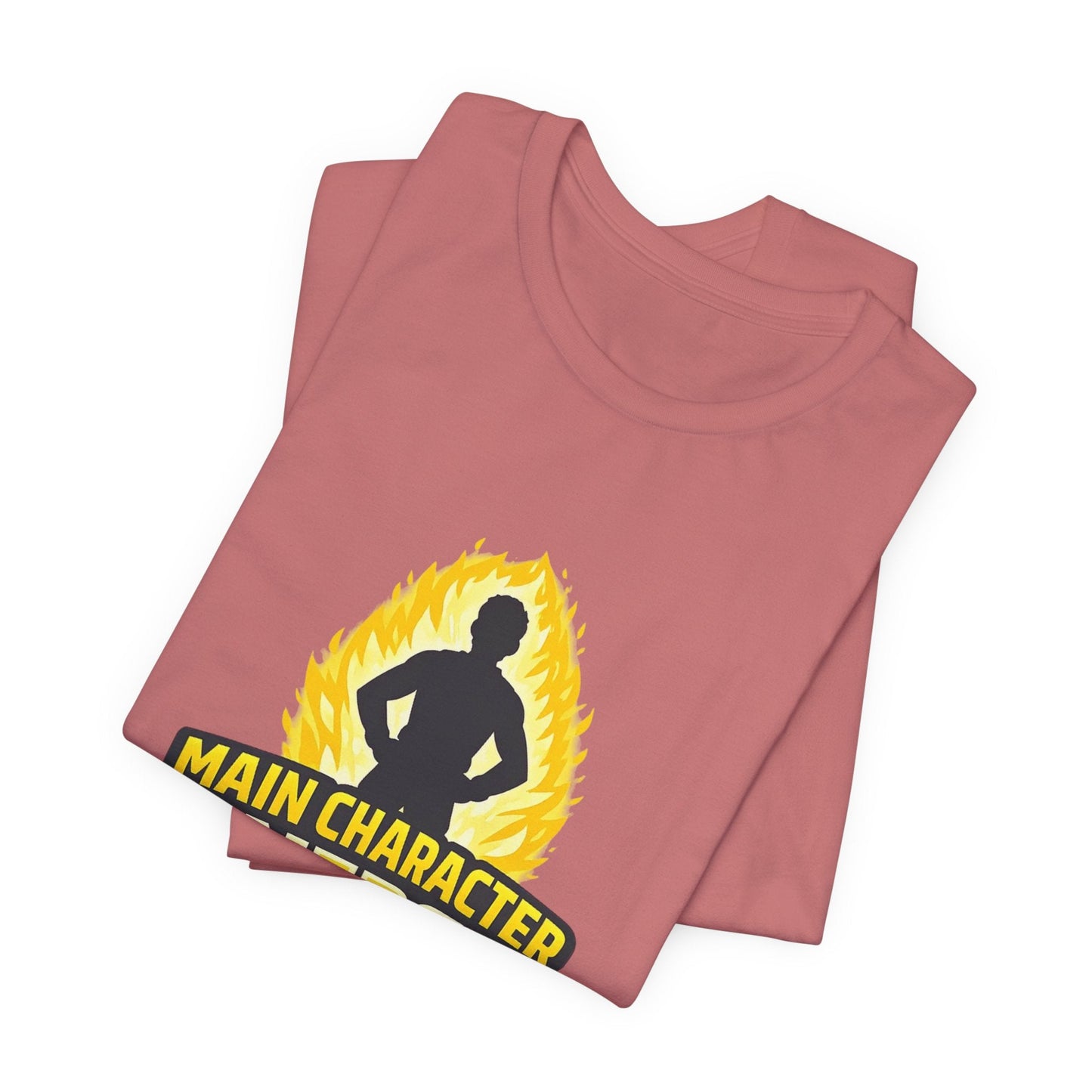 Main Character Energy T-Shirt - Graphic Tee with Bold Silhouette & Flame Design Printify