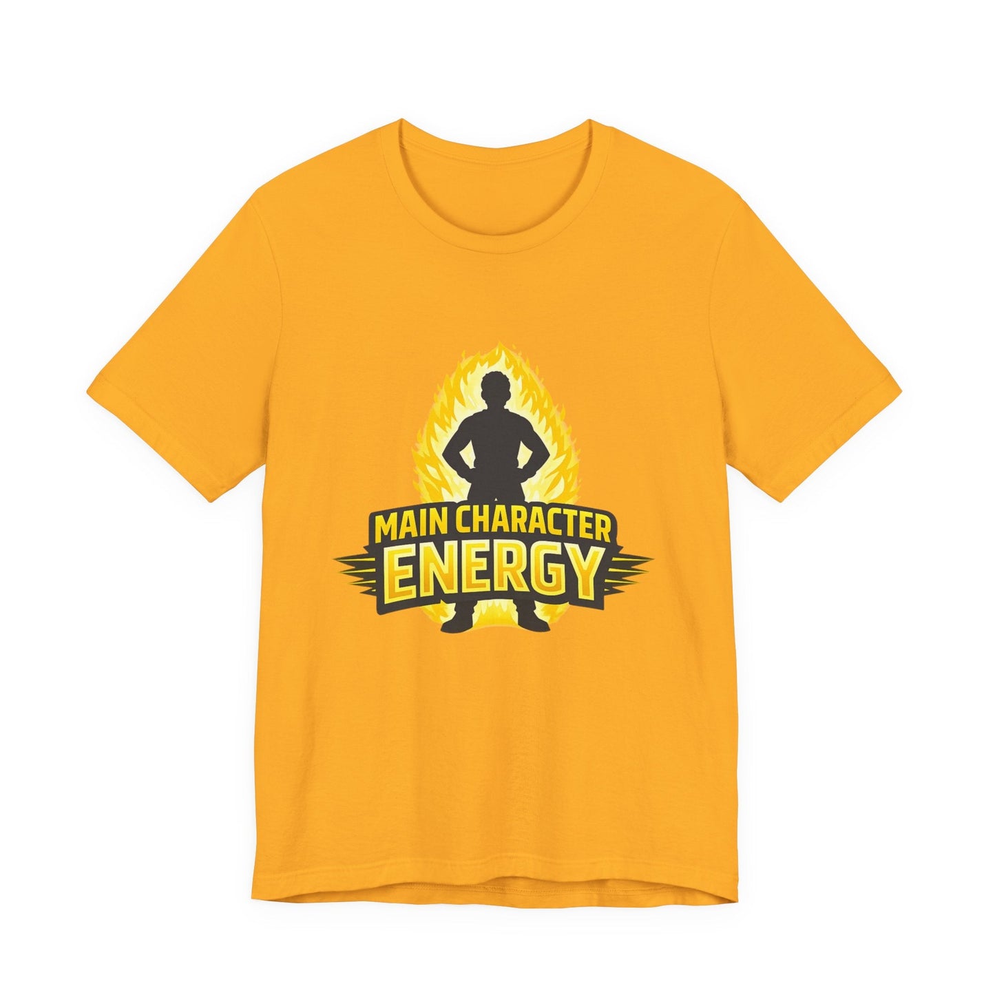 Main Character Energy T-Shirt - Graphic Tee with Bold Silhouette & Flame Design Printify