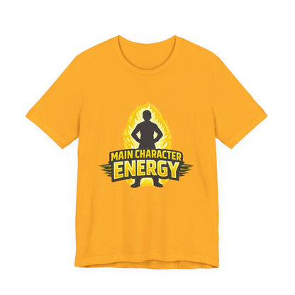 Main Character Energy T-Shirt - Graphic Tee with Bold Silhouette & Flame Design Printify