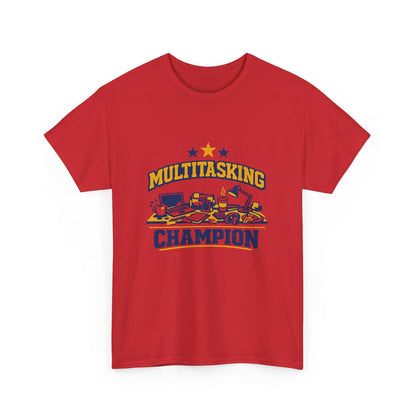 Multitasking Champion Tee — Funny Work From Home Gift Shirt Printify